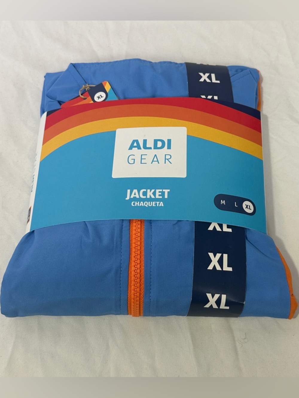 NWT AldiGear pullover jacket.  Light Blue and Bright Orange.  Size XL.